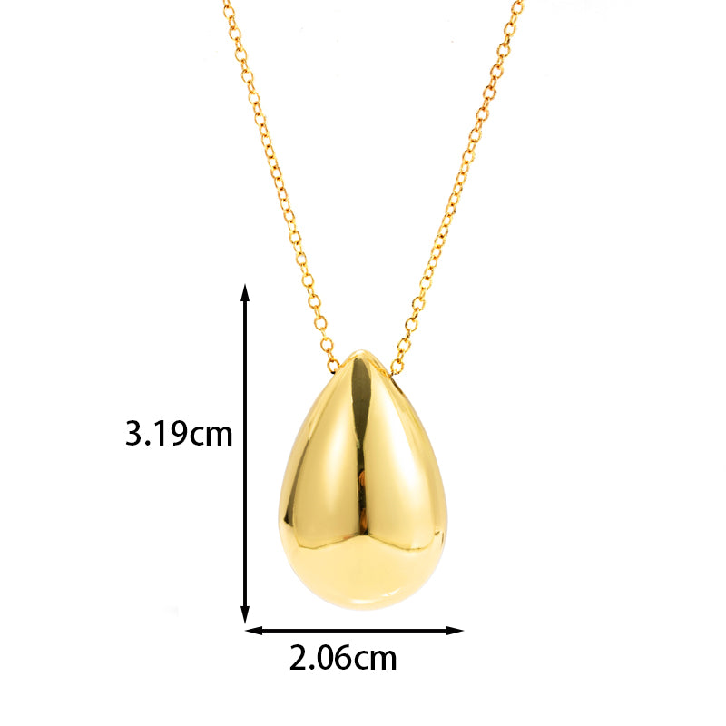 Simple Style Classic Style Water Droplets Stainless Steel Copper Pendant Necklace In Bulk