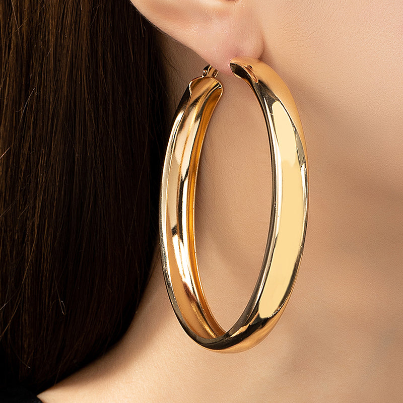 1 Pair Retro Roman Style Geometric Plating Alloy Hoop Earrings