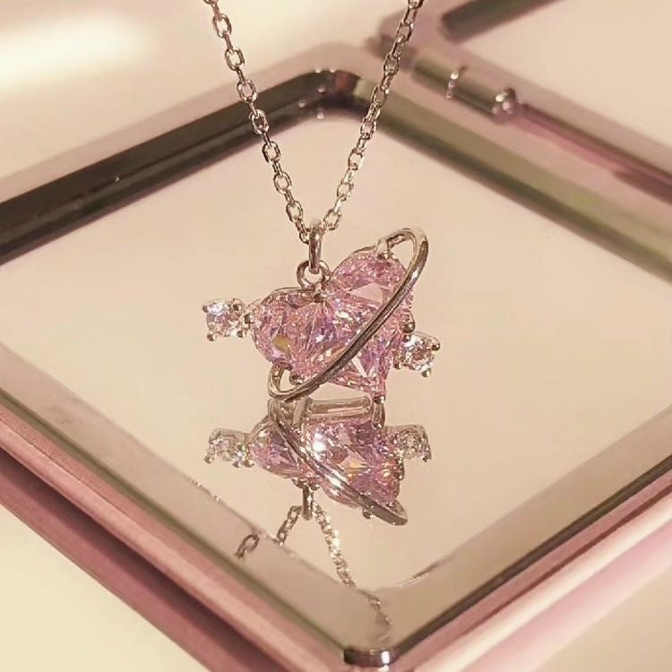 Ig Style Y2k Korean Style Heart Shape Alloy Inlay Zircon Women's Pendant Necklace