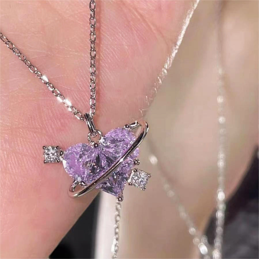 Ig Style Y2k Korean Style Heart Shape Alloy Inlay Zircon Women's Pendant Necklace