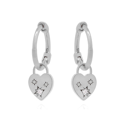 1 Pair Casual Simple Style Hexagram Heart Shape Plating Inlay Copper Zircon 18k Gold Plated Hoop Earrings Drop Earrings Ear Cuffs