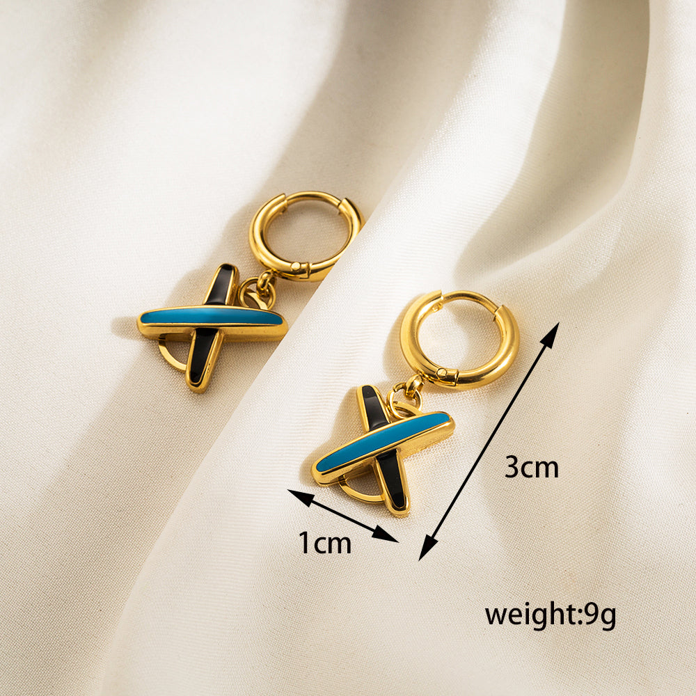 Wholesale Basic Simple Style Cross Round Stainless Steel Plating 18k Gold Plated Jewelry Set