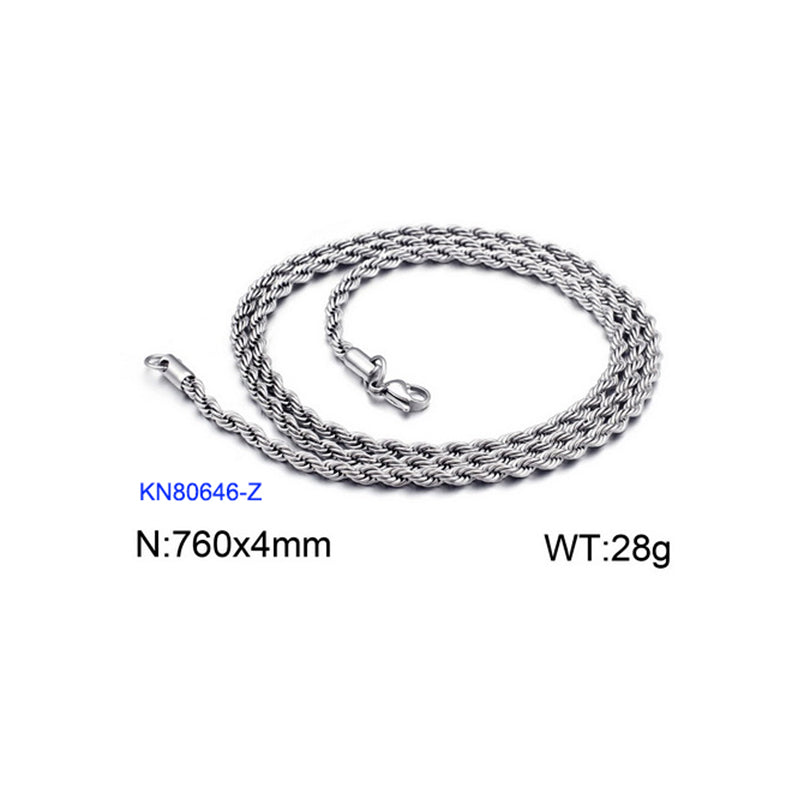 European And American Stainless Steel Electroplating Multi-size Twisted Rope Necklace Twist Chain Wholesale