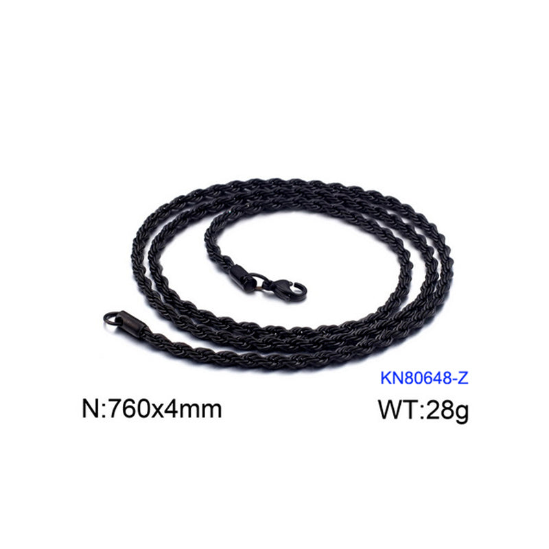 European And American Stainless Steel Electroplating Multi-size Twisted Rope Necklace Twist Chain Wholesale