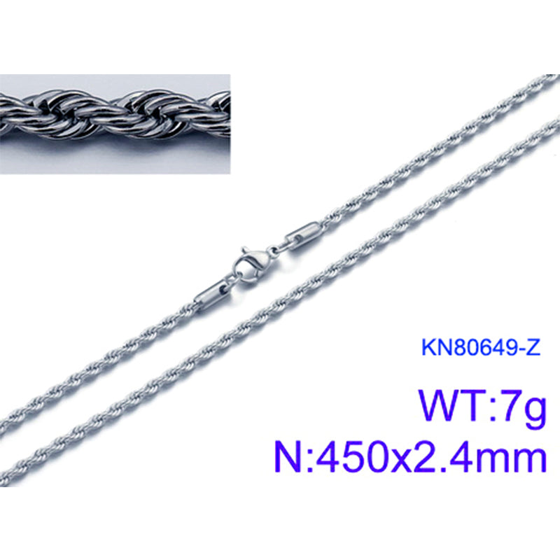 European And American Stainless Steel Electroplating Multi-size Twisted Rope Necklace Twist Chain Wholesale