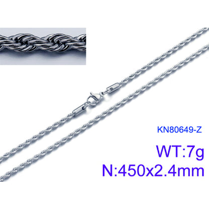 European And American Stainless Steel Electroplating Multi-size Twisted Rope Necklace Twist Chain Wholesale