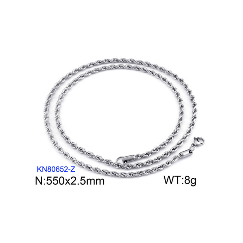 European And American Stainless Steel Electroplating Multi-size Twisted Rope Necklace Twist Chain Wholesale