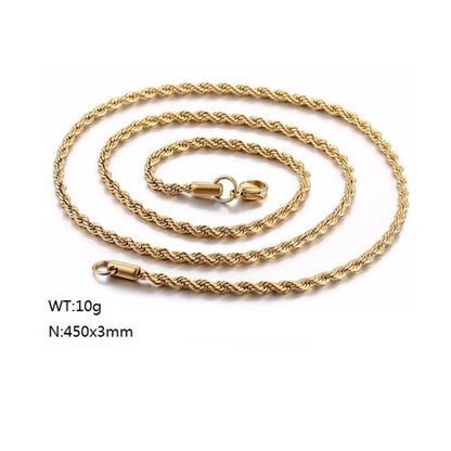 European And American Stainless Steel Electroplating Multi-size Twisted Rope Necklace Twist Chain Wholesale