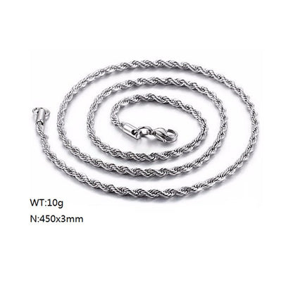 European And American Stainless Steel Electroplating Multi-size Twisted Rope Necklace Twist Chain Wholesale