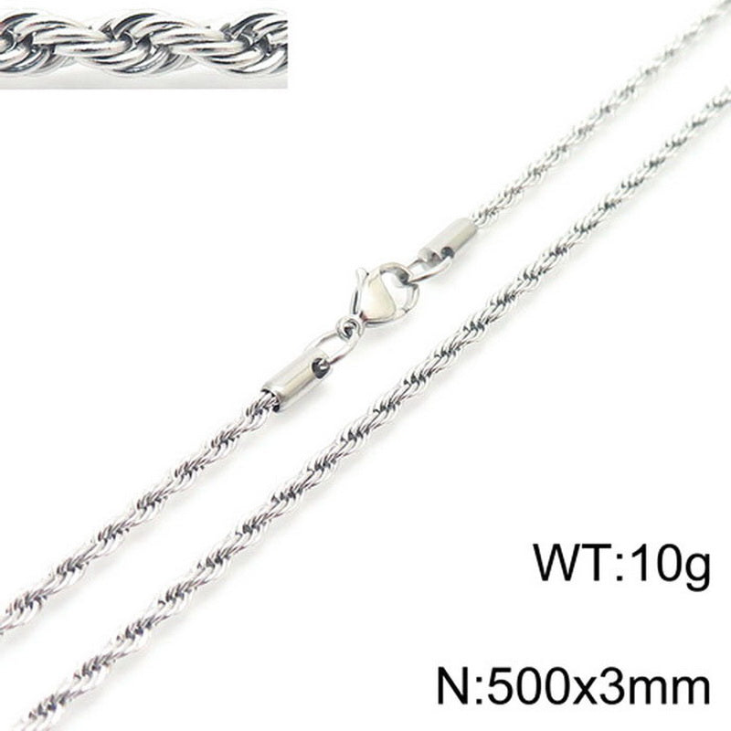 European And American Stainless Steel Electroplating Multi-size Twisted Rope Necklace Twist Chain Wholesale