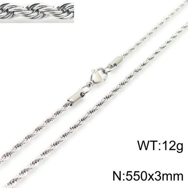 European And American Stainless Steel Electroplating Multi-size Twisted Rope Necklace Twist Chain Wholesale