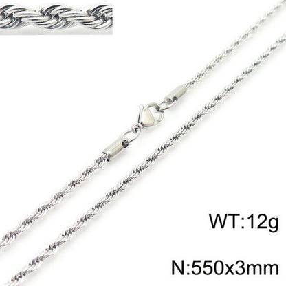 European And American Stainless Steel Electroplating Multi-size Twisted Rope Necklace Twist Chain Wholesale