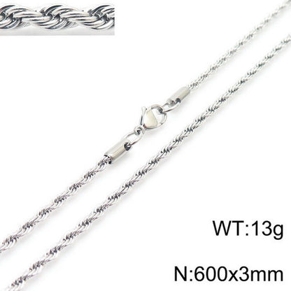 European And American Stainless Steel Electroplating Multi-size Twisted Rope Necklace Twist Chain Wholesale