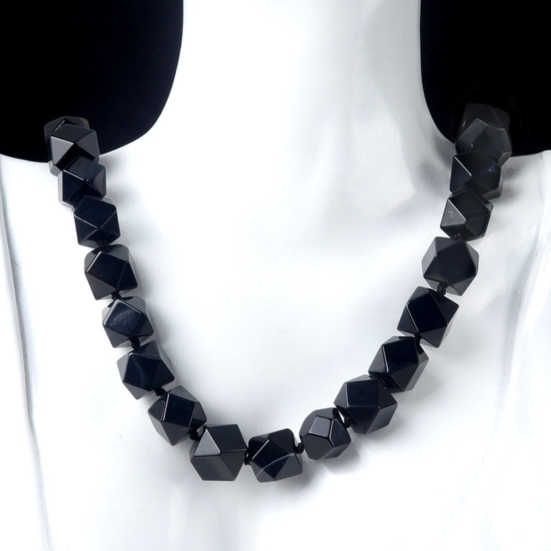 Fashion Geometric Crystal Agate Beaded Necklace