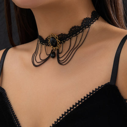 Gothic Retro Geometric Alloy Iron Lace Hollow Out Women's Choker