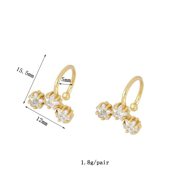 1 Pair Simple Style Geometric Plating Inlay Copper Zircon 18k Gold Plated Hoop Earrings Ear Cuffs