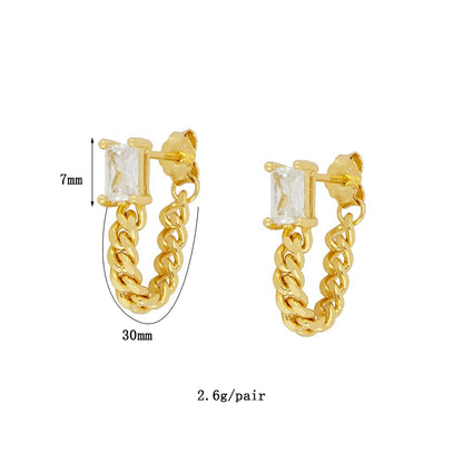 1 Pair Simple Style Geometric Plating Inlay Copper Zircon 18k Gold Plated Hoop Earrings Ear Cuffs