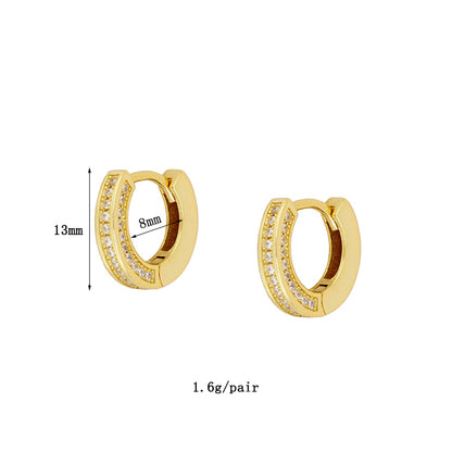 1 Pair Simple Style Geometric Plating Inlay Copper Zircon 18k Gold Plated Hoop Earrings Ear Cuffs