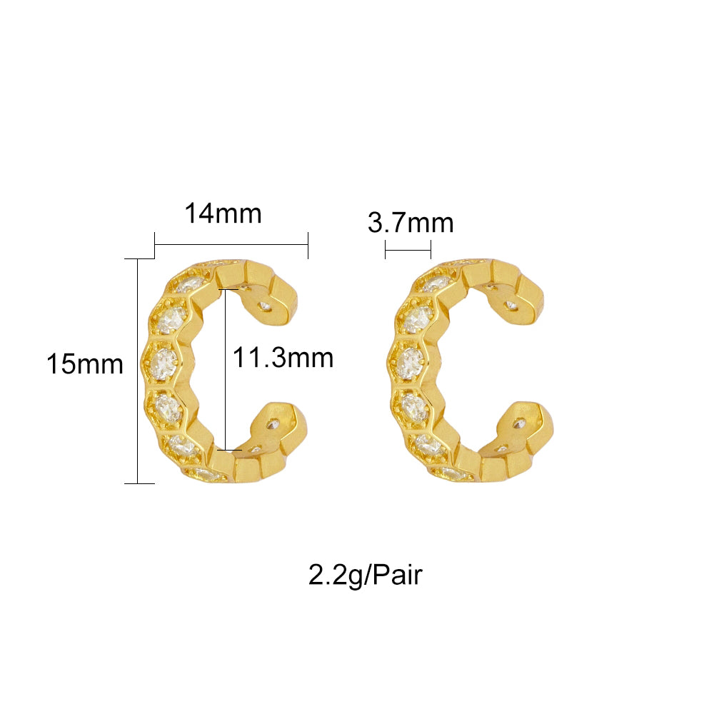 1 Pair Simple Style Geometric Plating Inlay Copper Zircon 18k Gold Plated Hoop Earrings Ear Cuffs