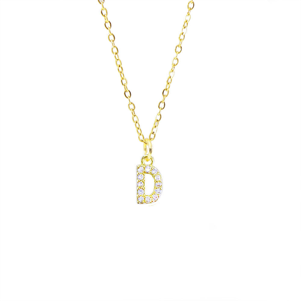 Streetwear Letter Titanium Steel Copper Zircon Pendant Necklace In Bulk