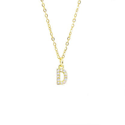 Streetwear Letter Titanium Steel Copper Zircon Pendant Necklace In Bulk