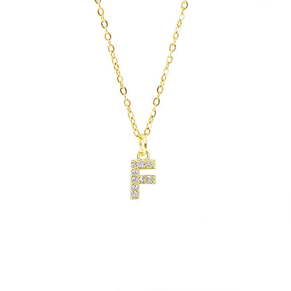 Streetwear Letter Titanium Steel Copper Zircon Pendant Necklace In Bulk