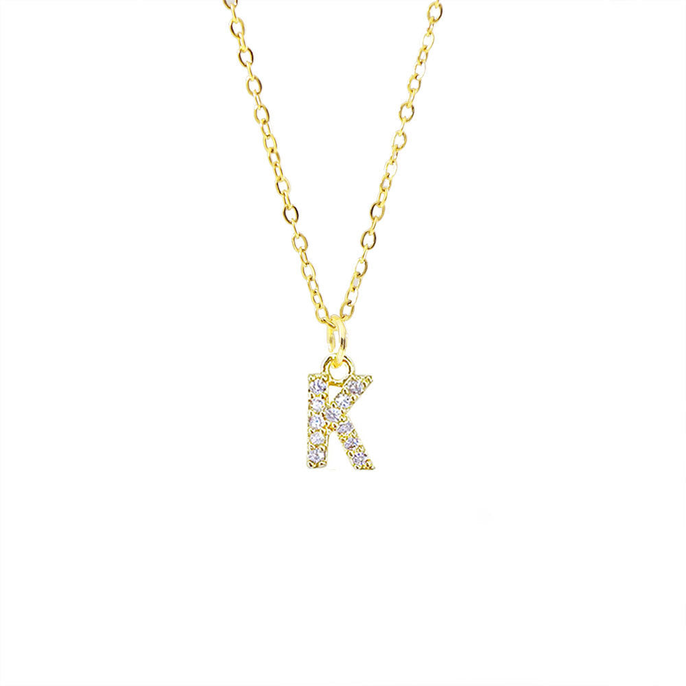 Streetwear Letter Titanium Steel Copper Zircon Pendant Necklace In Bulk