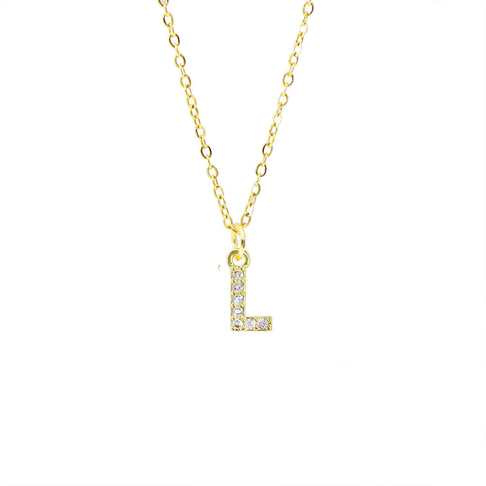 Streetwear Letter Titanium Steel Copper Zircon Pendant Necklace In Bulk