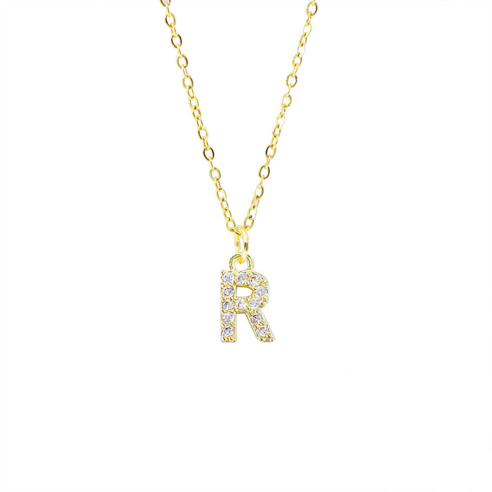 Streetwear Letter Titanium Steel Copper Zircon Pendant Necklace In Bulk