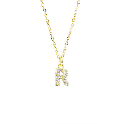 Streetwear Letter Titanium Steel Copper Zircon Pendant Necklace In Bulk