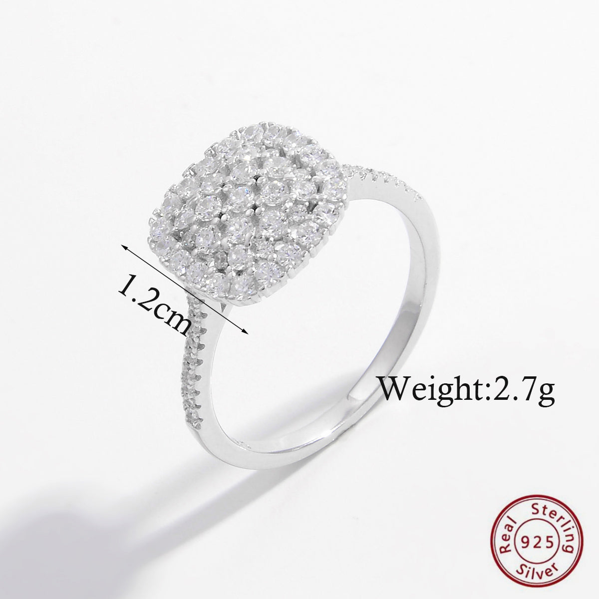 Ig Style Elegant Shiny Square Heart Shape Flower Sterling Silver Hollow Out Inlay Zircon White Gold Plated Rhodium Plated Rings