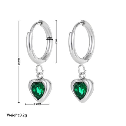 Wholesale Elegant Sweet Heart Shape Stainless Steel Plating Inlay White Gold Plated Gold Plated Zircon Earrings Necklace