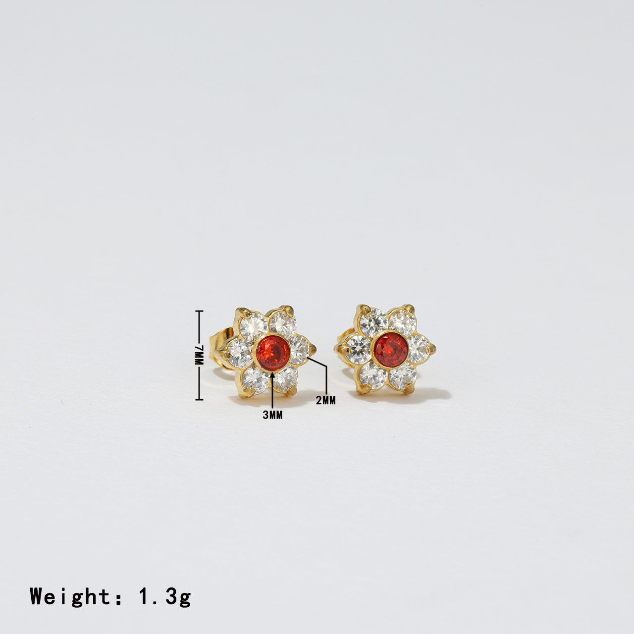 1 Pair Sweet Simple Style Flower Plating Inlay Stainless Steel Zircon White Gold Plated Gold Plated Ear Studs