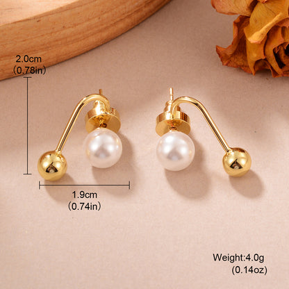 1 Pair Simple Style Pearl Plating Alloy Pearl 14k Gold Plated Ear Studs