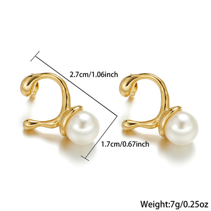 1 Pair Simple Style Classic Style Water Droplets Plating Stainless Steel Imitation Pearl 18k Gold Plated Earrings