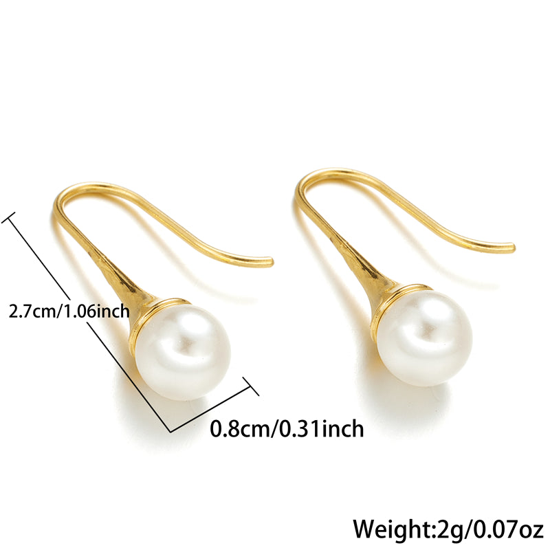 1 Pair Simple Style Classic Style Water Droplets Plating Stainless Steel Imitation Pearl 18k Gold Plated Earrings