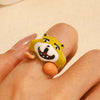 Cute Animal Bear Alloy Enamel Women's Open Rings