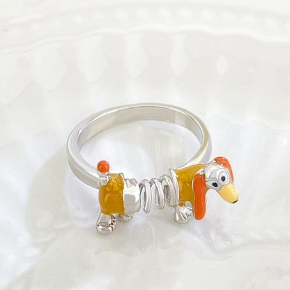 Cute Animal Bear Alloy Enamel Women's Open Rings