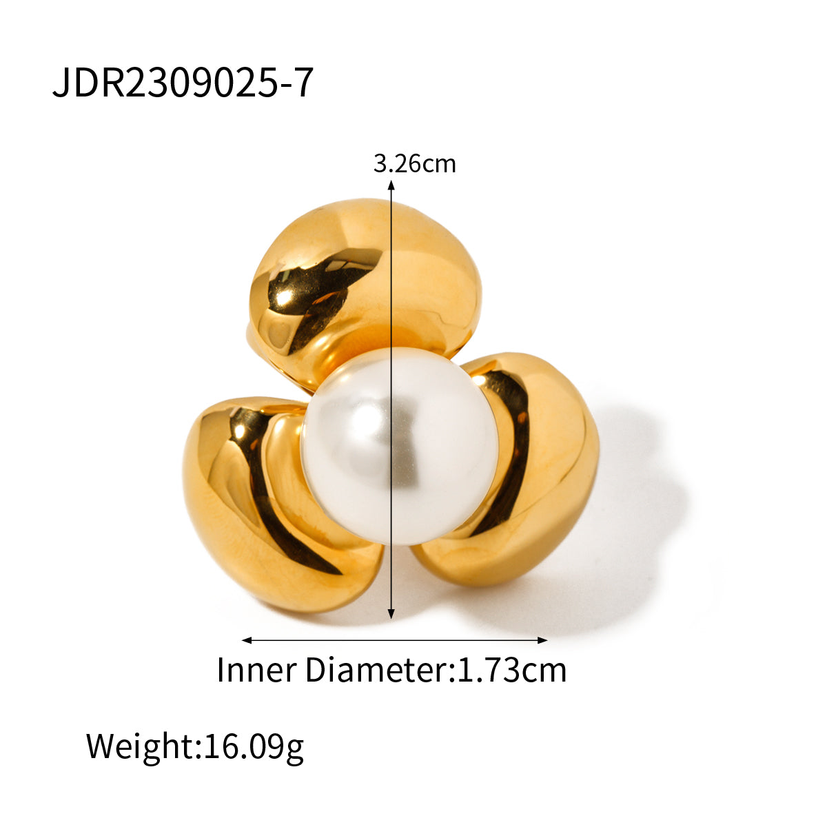 Basic Retro Flower Stainless Steel Artificial Pearl Plating 18k Gold Plated Rings