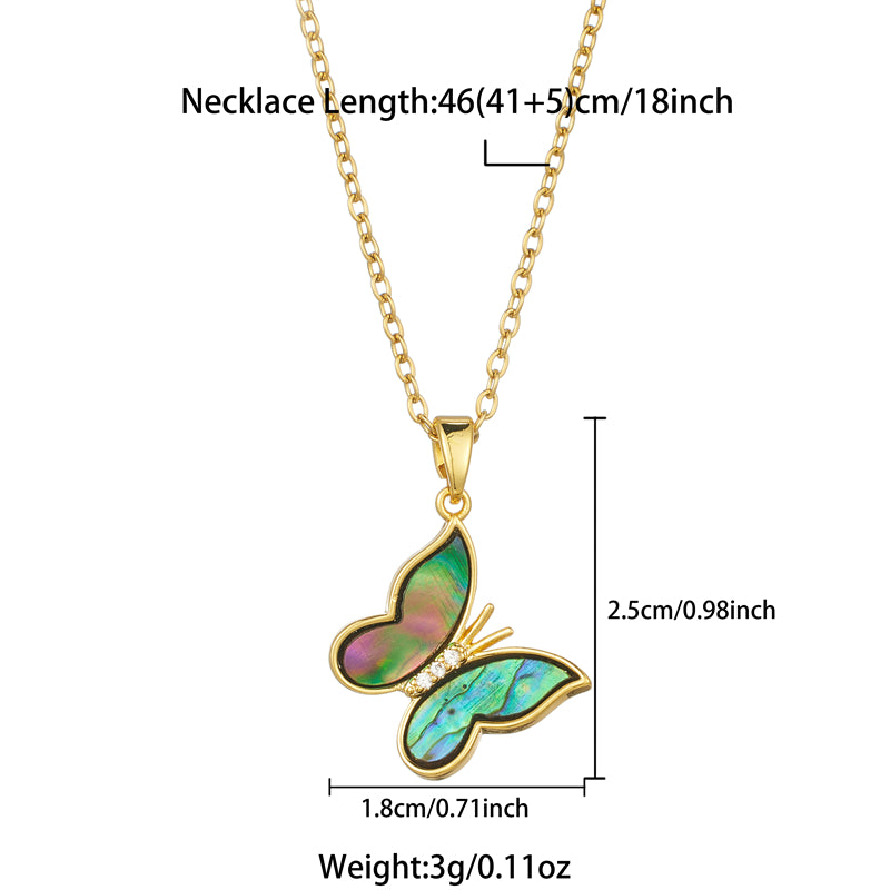 Elegant Streetwear Butterfly Stainless Steel Plating Inlay Zircon 18k Gold Plated Pendant Necklace