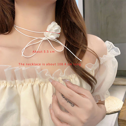 Elegant Flower Cloth Gauze Wax Rope Women's Choker