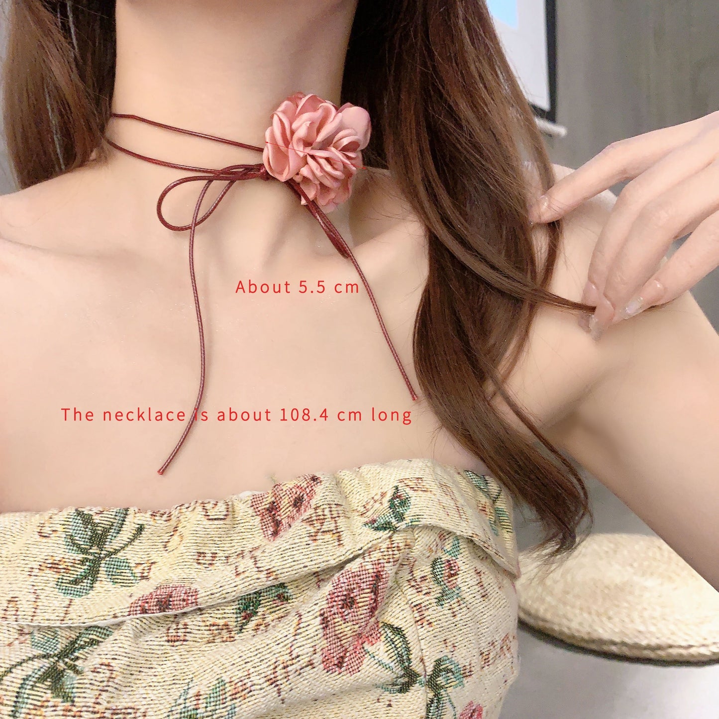 Elegant Flower Cloth Gauze Wax Rope Women's Choker