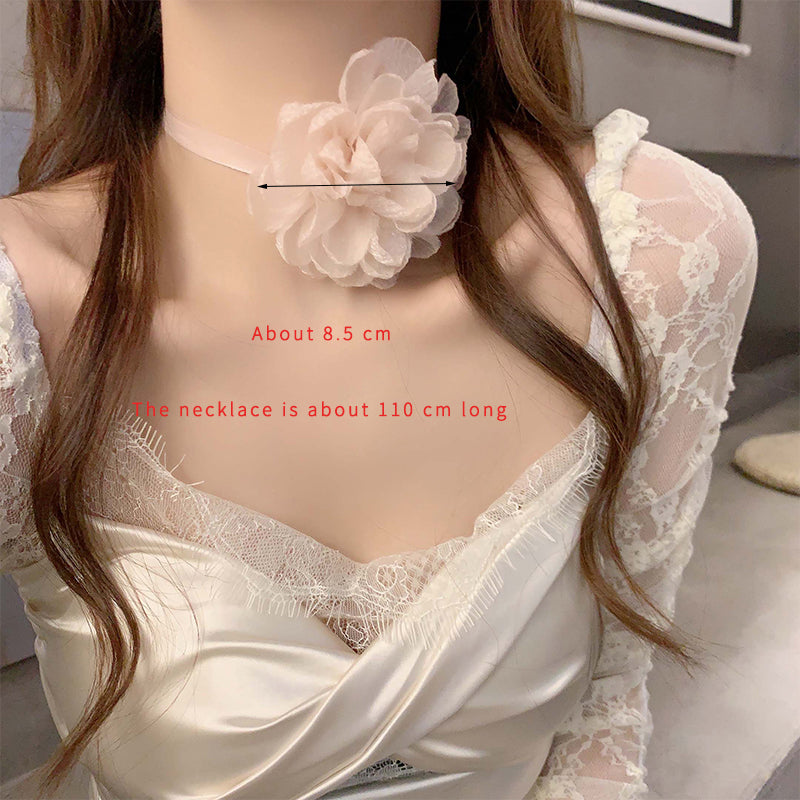 Elegant Flower Cloth Gauze Wax Rope Women's Choker