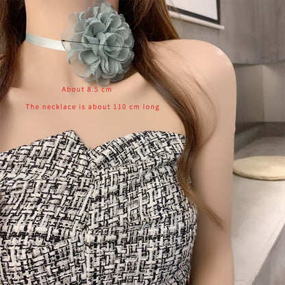 Elegant Flower Cloth Gauze Wax Rope Women's Choker