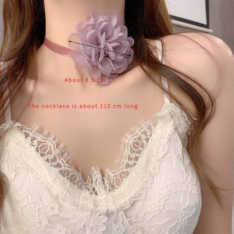 Elegant Flower Cloth Gauze Wax Rope Women's Choker