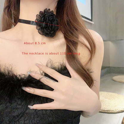 Elegant Flower Cloth Gauze Wax Rope Women's Choker