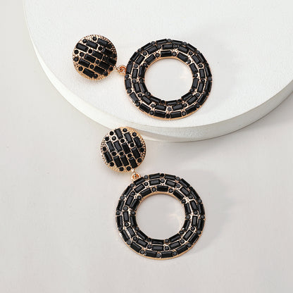 1 Pair Elegant Retro Round Plating Inlay Zinc Alloy Resin Drop Earrings