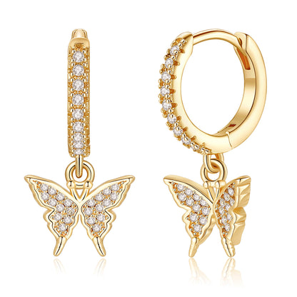 1 Pair Elegant Sweet Star Snake Plating Inlay Copper Zircon 14k Gold Plated Drop Earrings