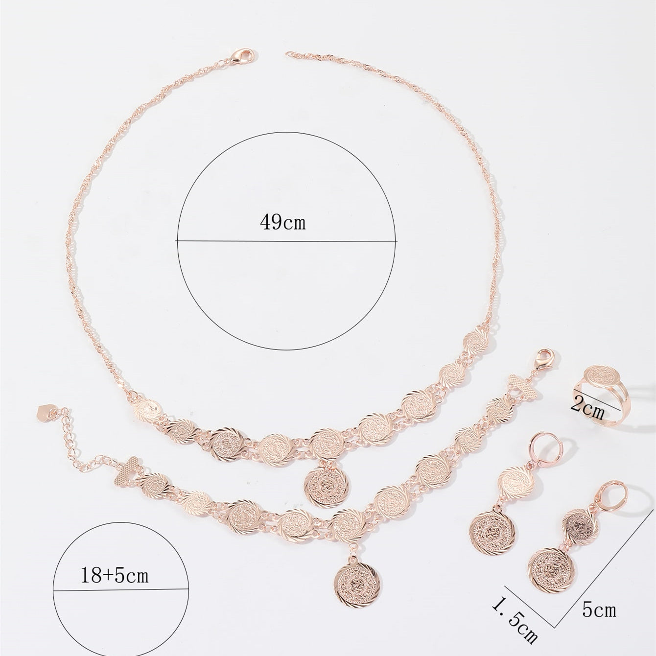 Simple Style Gold Coin Copper 18k Gold Plated Jewelry Set In Bulk