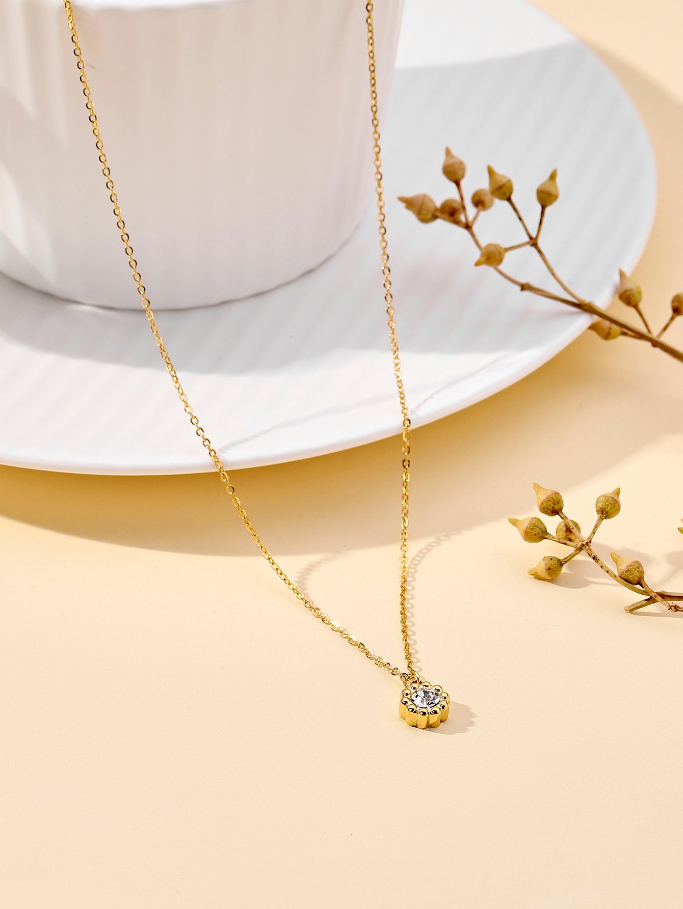 Simple Style Commute Water Droplets Stainless Steel Plating Inlay Zircon 18k Gold Plated Pendant Necklace